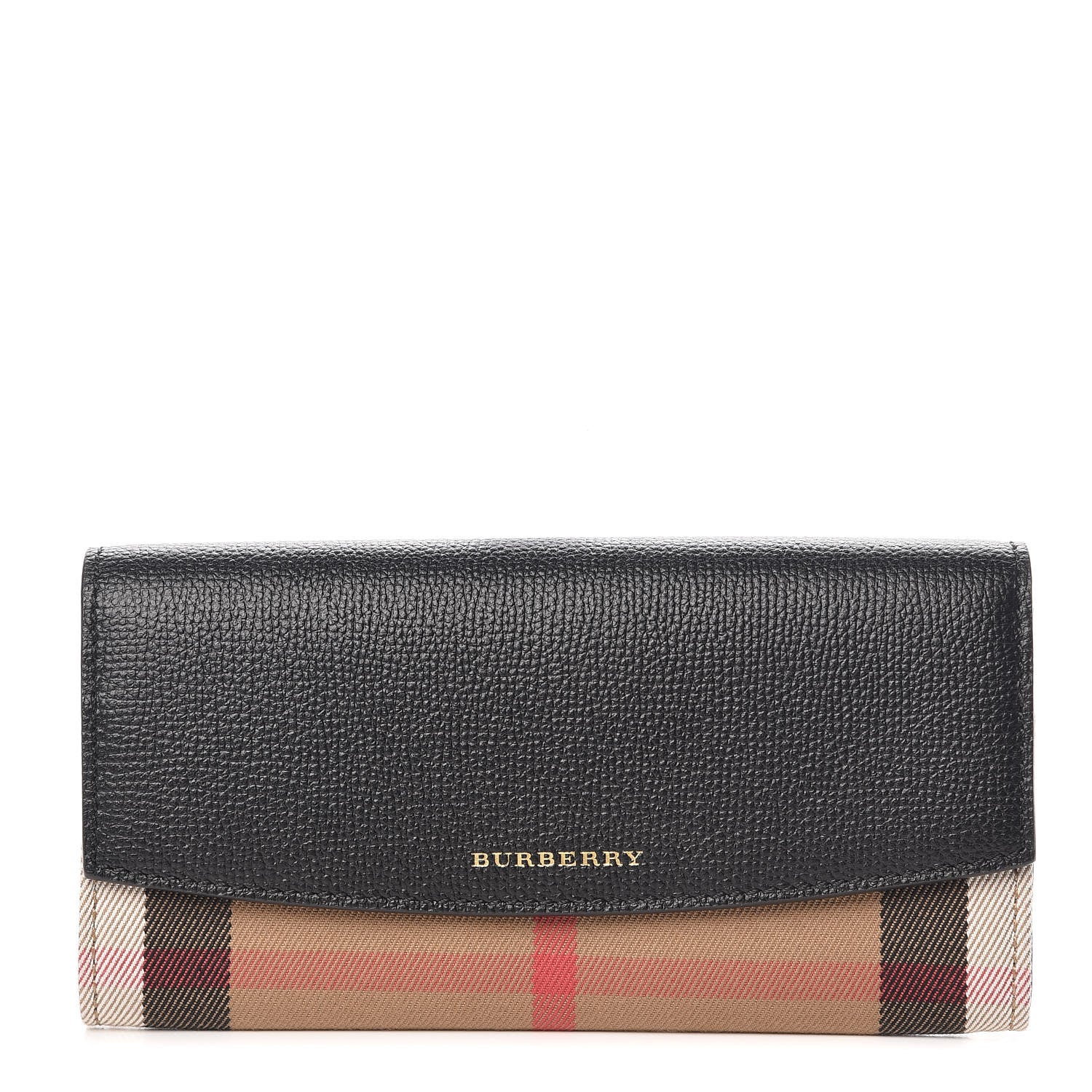 Burberry Calfskin House Check Porter Continental Wallet Black 1 of 8