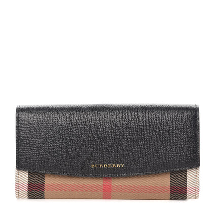 Burberry Calfskin House Check Porter Continental Wallet Black 1 of 8