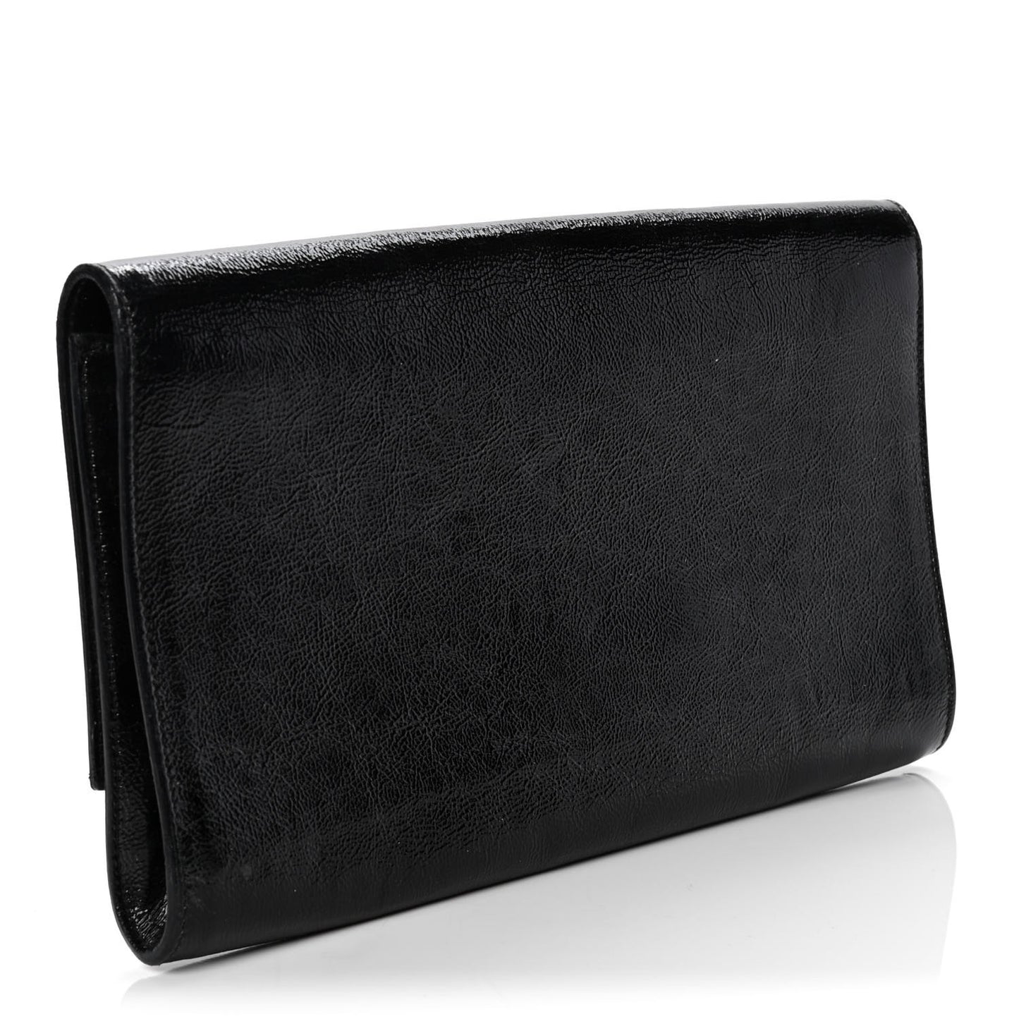 Textured Patent Monogram Large Belle De Jour Clutch Black