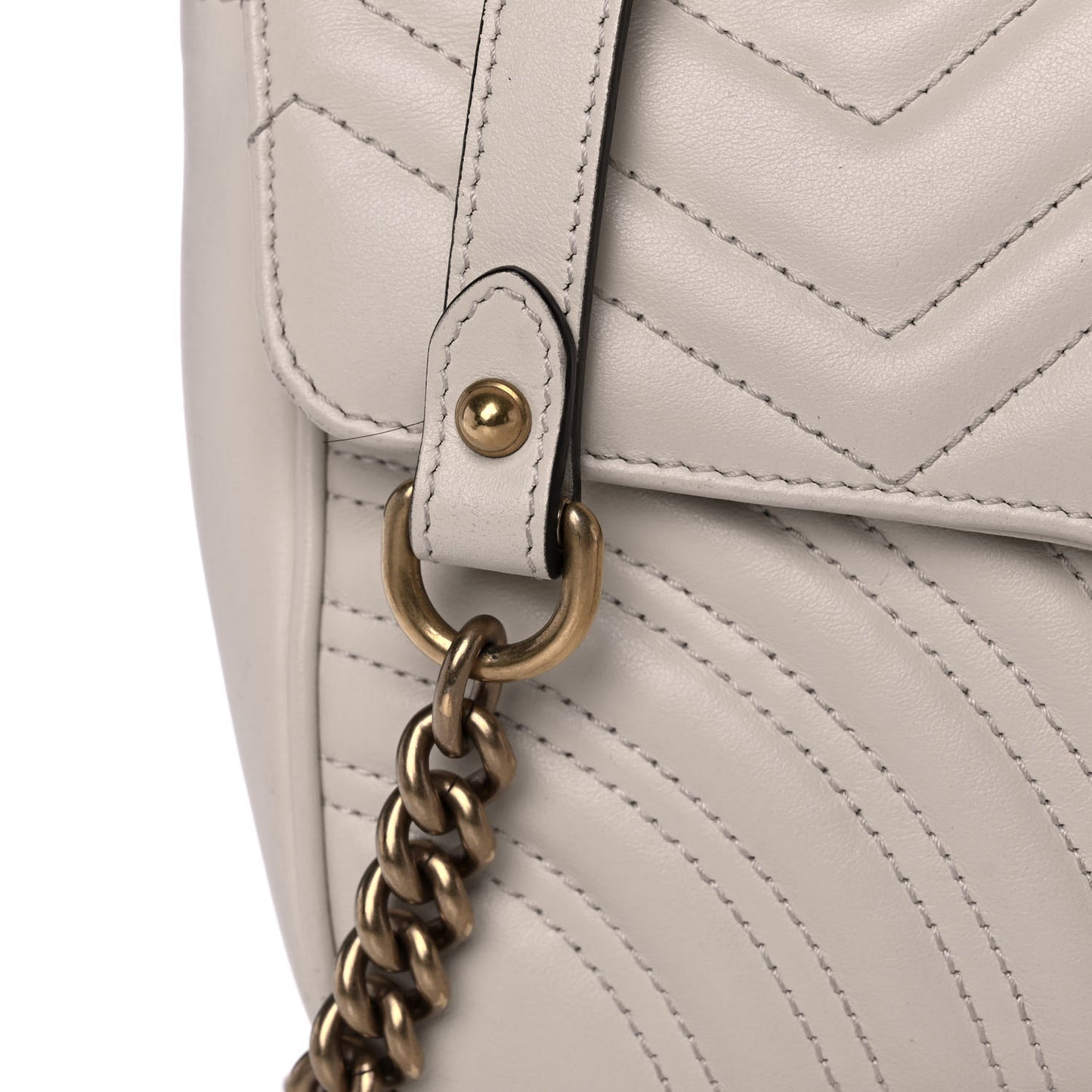 Calfskin Matelasse Small GG Marmont Shoulder Bag White