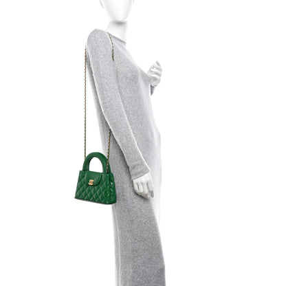 Chanel Shiny Aged Calfskin Quilted Nano Kelly Shopper Green 2 of 10