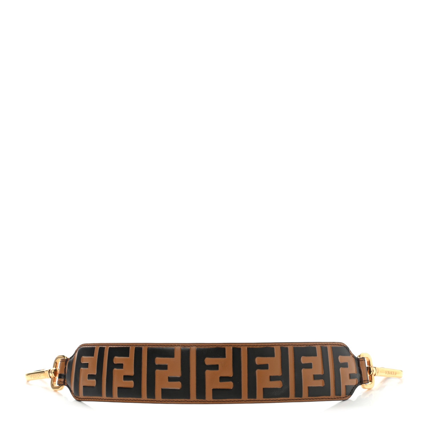 Fendi Calfskin FF 1974 Embossed Mini Strap You Tobacco Black 1 of 7