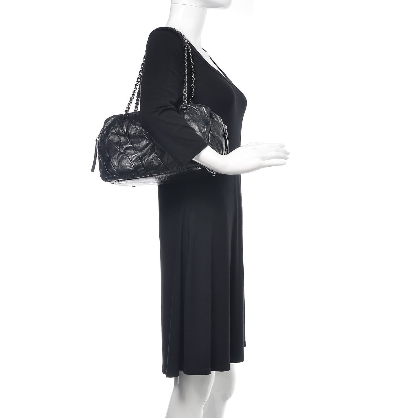 Glazed Calfskin Twisted Tote Black