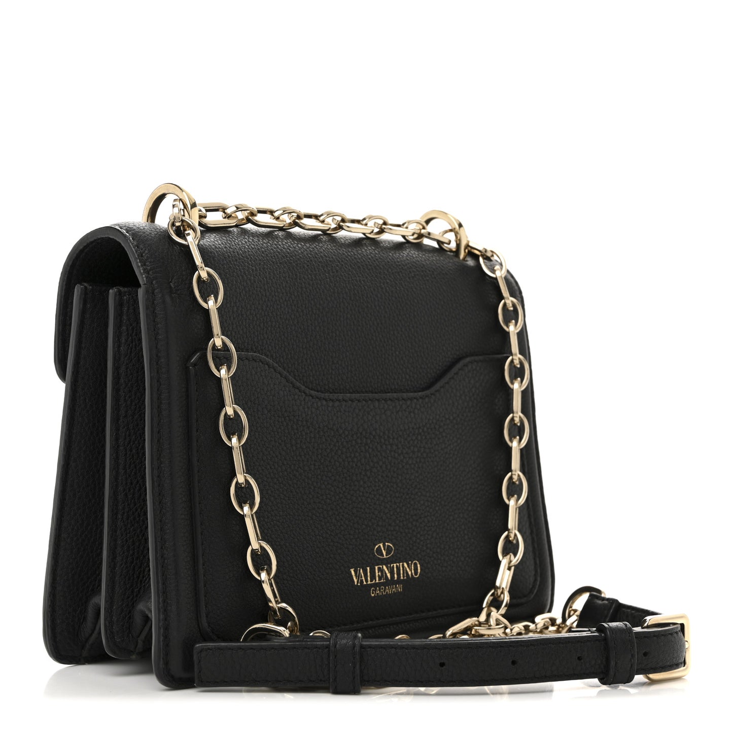Grainy Calfskin Medium VLTN Uptown Shoulder Bag Black
