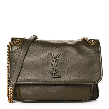 Saint Laurent Lambskin Matelasse Monogram Medium Niki Chain Satchel Seaweed 1 of 10