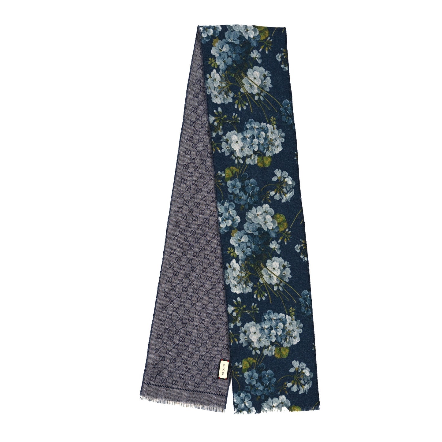 Wool Jacquard GG Monogram Miniorophin Scarf Midnight Blue Sky Blue