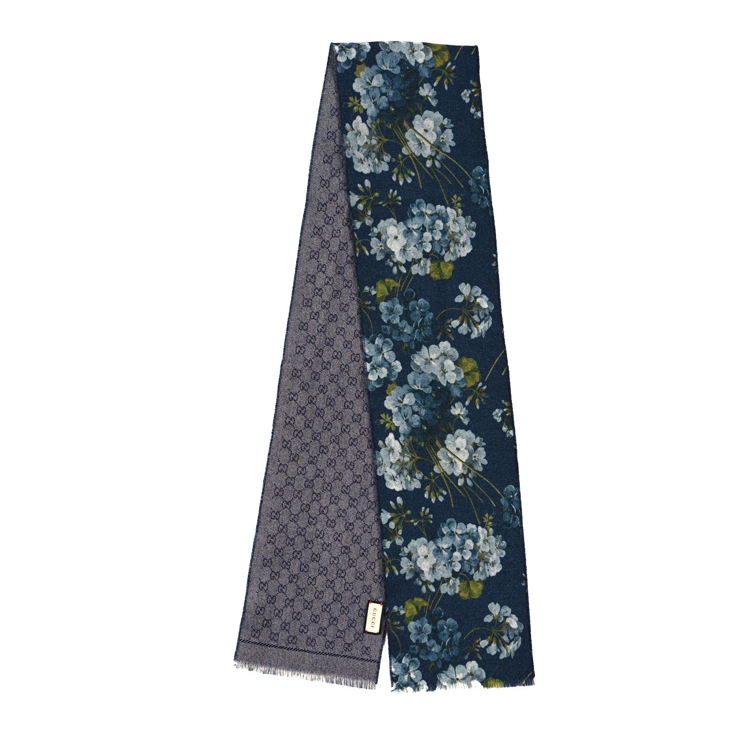 Gucci Wool Jacquard GG Monogram Miniorophin Scarf Midnight Blue Sky Blue 2 of 3