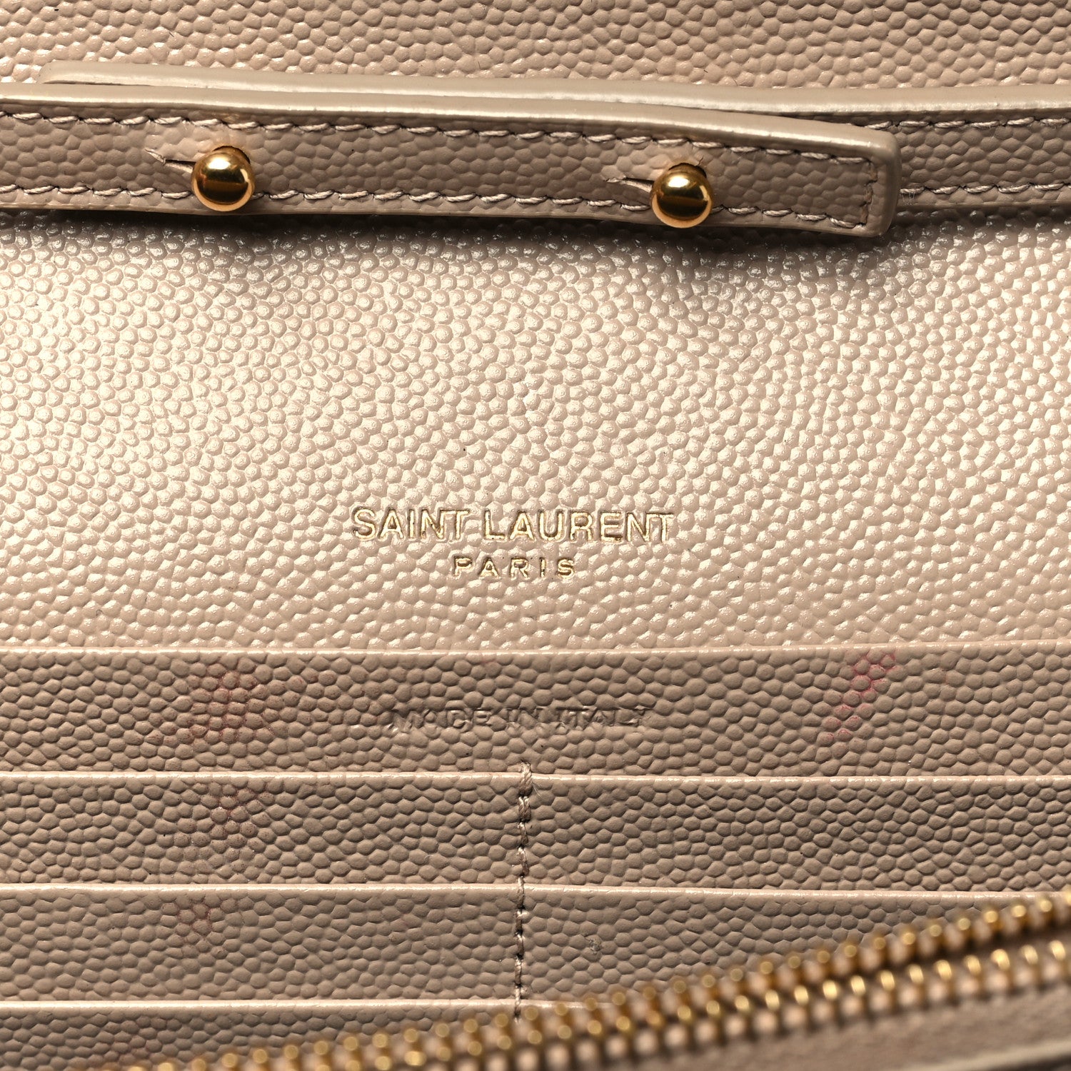 Saint Laurent Grain De Poudre Matelasse Chevron Monogram Chain Wallet Nude Powder 6 of 9