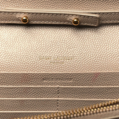 Saint Laurent Grain De Poudre Matelasse Chevron Monogram Chain Wallet Nude Powder 6 of 9