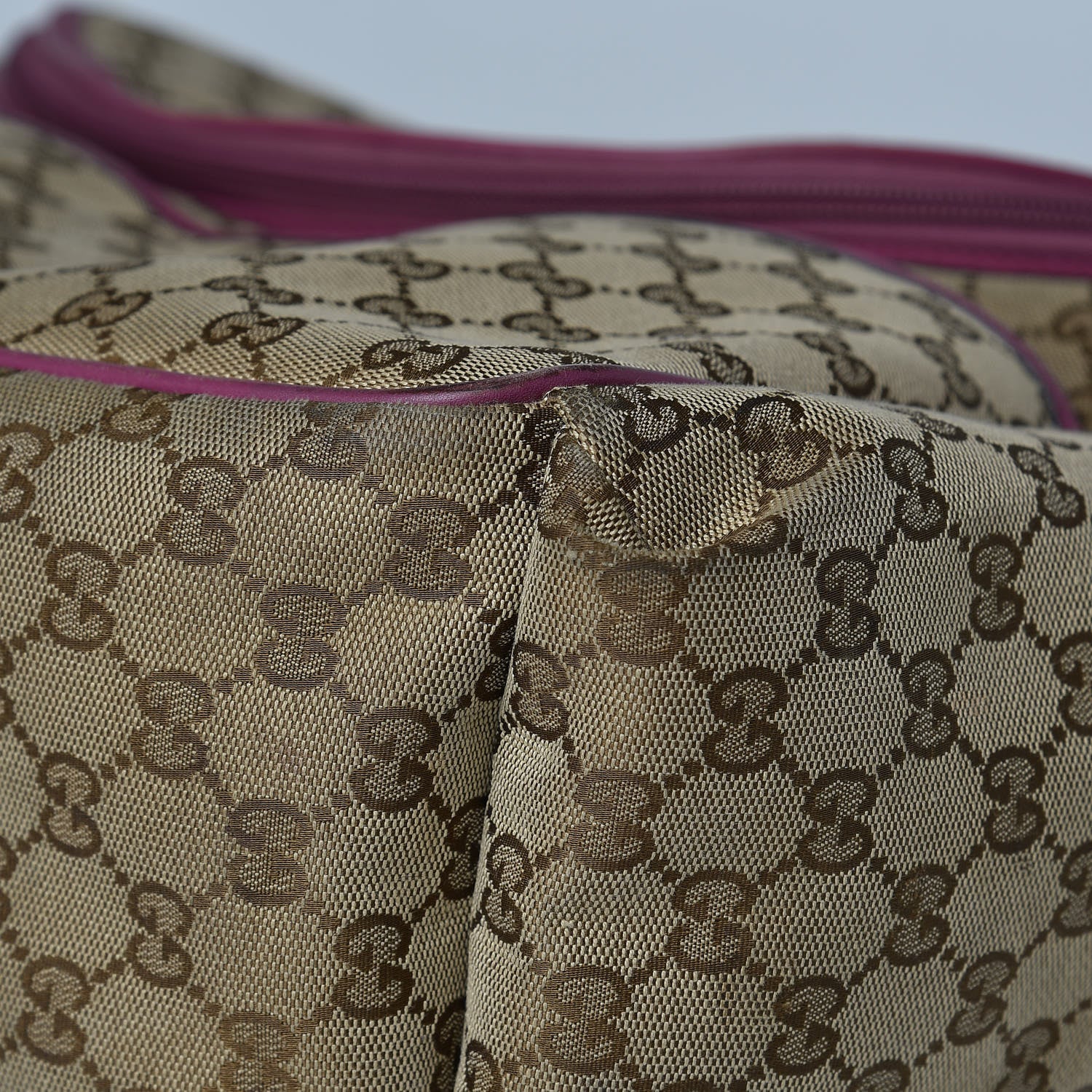 Gucci Monogram Margaux Calfskin Large Diaper Bag Beige Ebony Peonia Flower 14 of 17