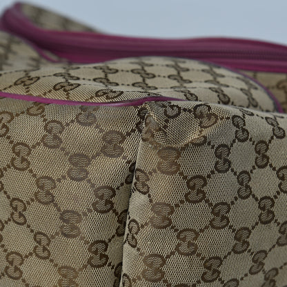 Gucci Monogram Margaux Calfskin Large Diaper Bag Beige Ebony Peonia Flower 14 of 17