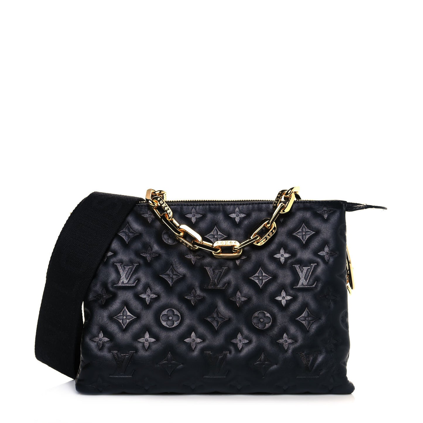 Lambskin Embossed Monogram Coussin PM Black