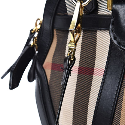 Burberry Bridle Calfskin House Check Small Orchard Bowling Bag Black 19 of 20