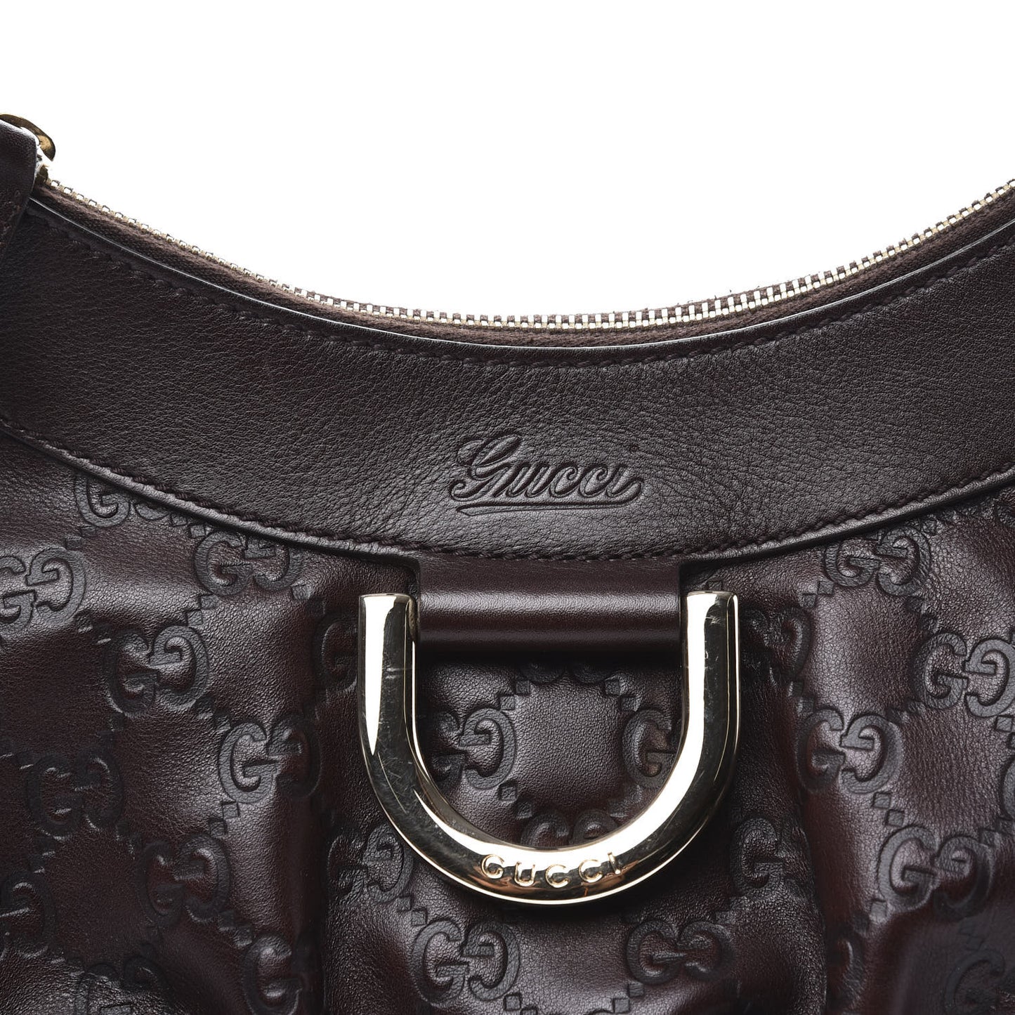 Guccissima Small D Gold Ring Shoulder Bag Chocolate Brown