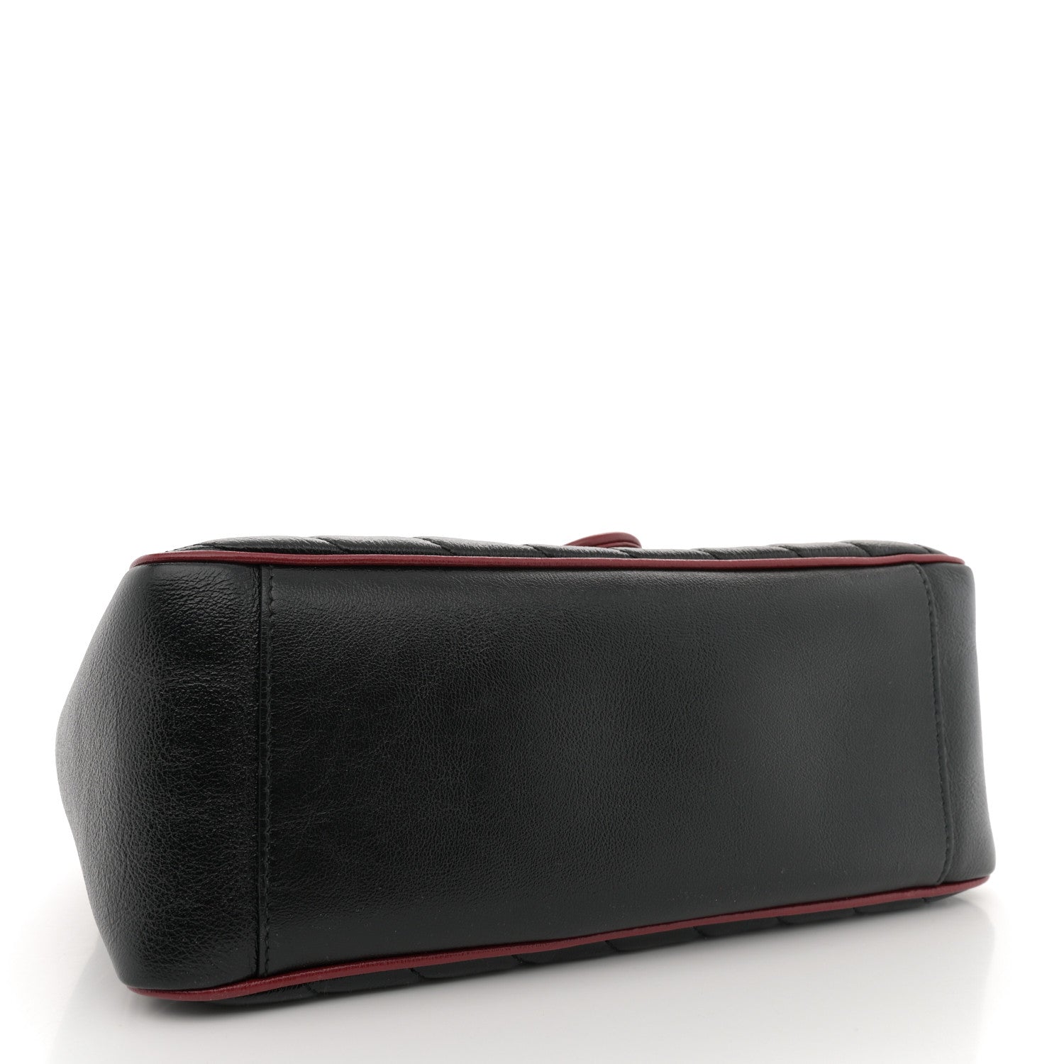 Gucci Vintage Effect Calfskin Matelasse Diagonal Small Torchon GG Marmont Top Handle Shoulder Bag Black Romantic Cherry 4 of 14