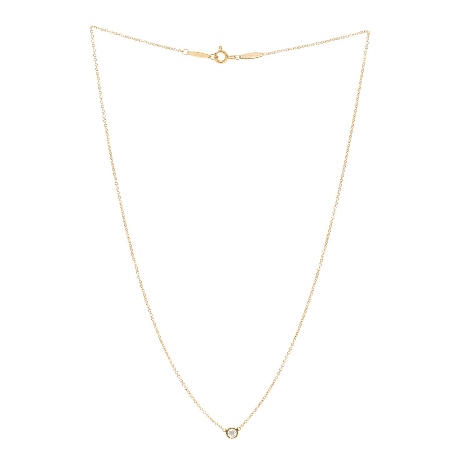 Tiffany 18K Yellow Gold Diamond .17ct Elsa Peretti Diamonds by the Yard Pendant Necklace 3 of 5