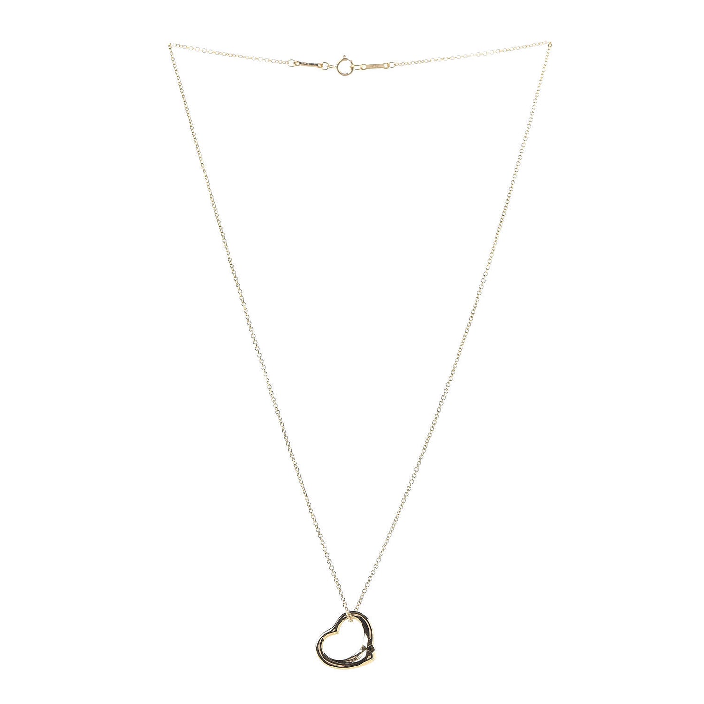 18K Yellow Gold 16mm Elsa Peretti Open Heart Pendant Necklace