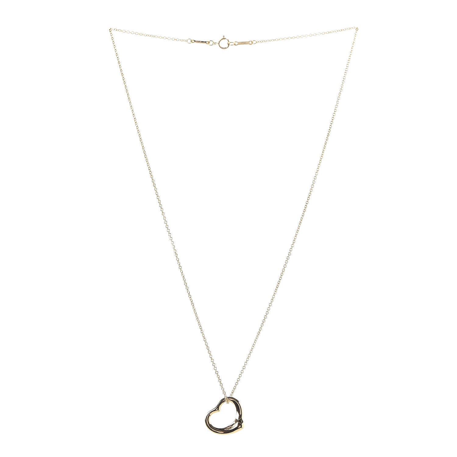 Tiffany 18K Yellow Gold 16mm Elsa Peretti Open Heart Pendant Necklace 3 of 9