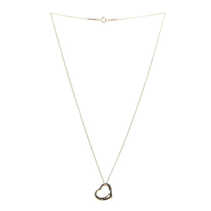 Tiffany 18K Yellow Gold 16mm Elsa Peretti Open Heart Pendant Necklace 3 of 9