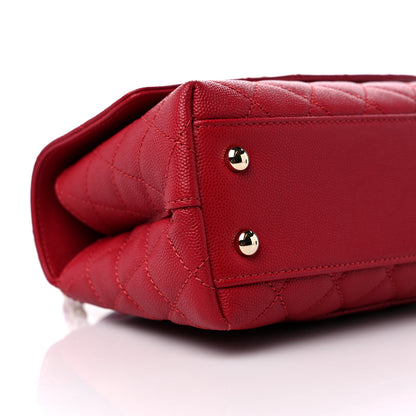 Chanel Caviar Quilted Mini Coco Handle Flap Red 8 of 9