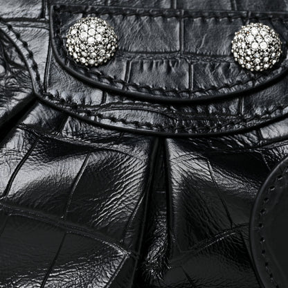 Balenciaga Extra Supple Calfskin Crystal Crocodile Embossed Le Cagole Shoulder Bag XS Black 8 of 10