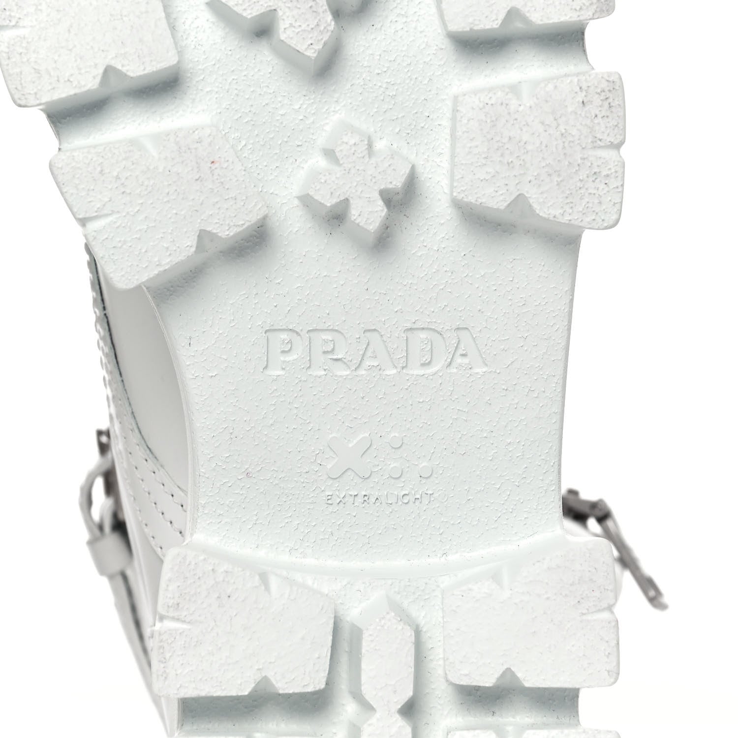 Prada Spazzolato Rois Re-Nylon Metal Triangle Logo Monolith Pouch Pocket 55mm Boots 37.5 White 6 of 9
