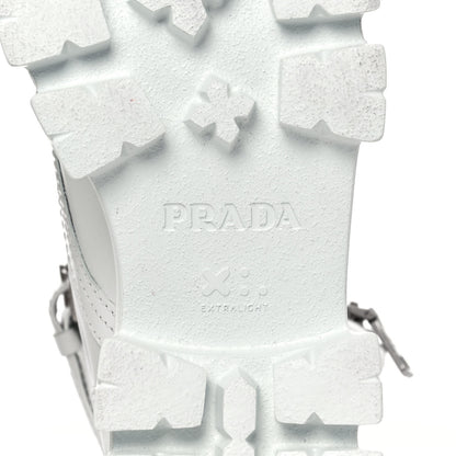 Prada Spazzolato Rois Re-Nylon Metal Triangle Logo Monolith Pouch Pocket 55mm Boots 37.5 White 6 of 9
