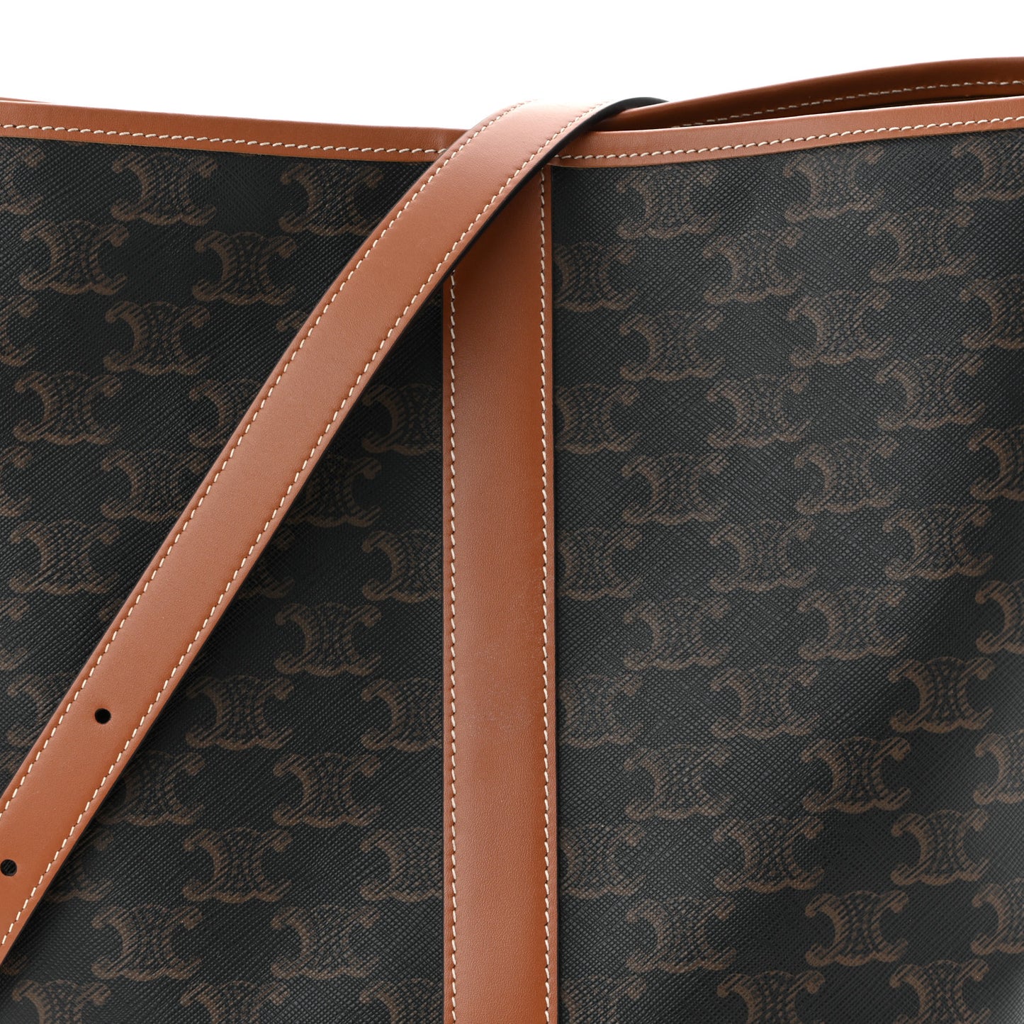 Triomphe Canvas Calfskin Medium Bucket Bag Tan