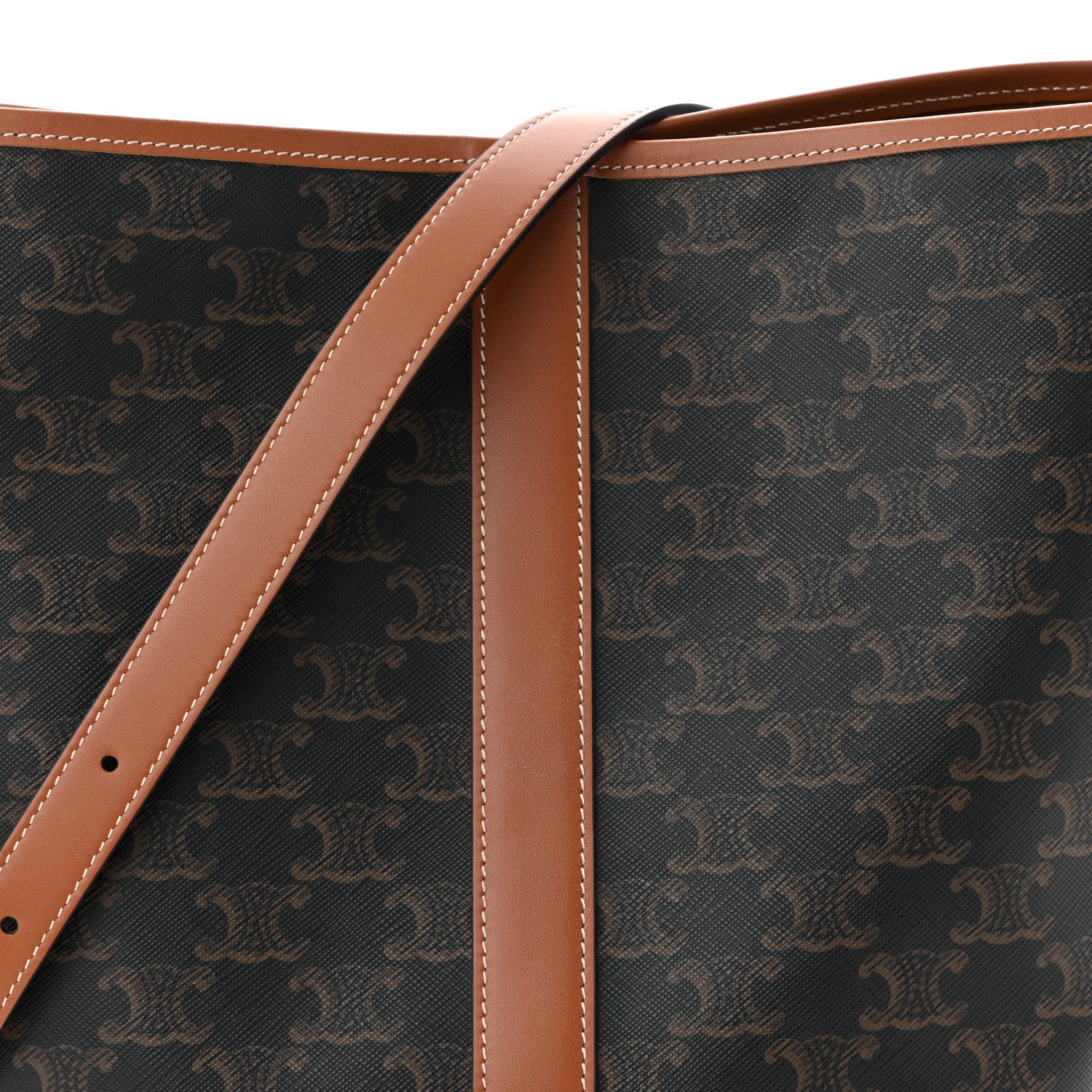 Celine Triomphe Canvas Calfskin Medium Bucket Bag Tan 8 of 10