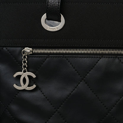 Chanel Coated Canvas Quilted Large Paris Biarritz Tote Black 9 of 11