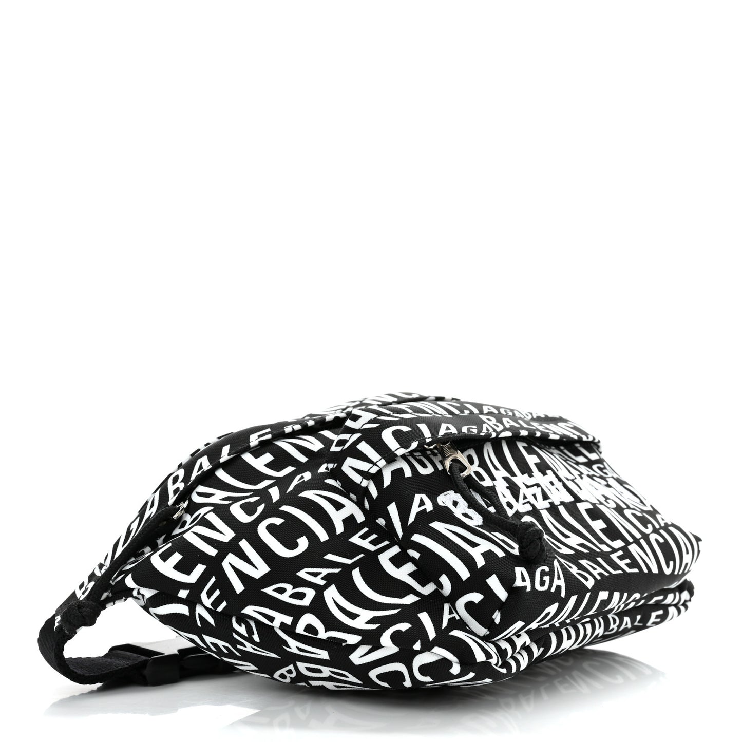 Nylon Wave Logo Print Wheel Beltpack Black White