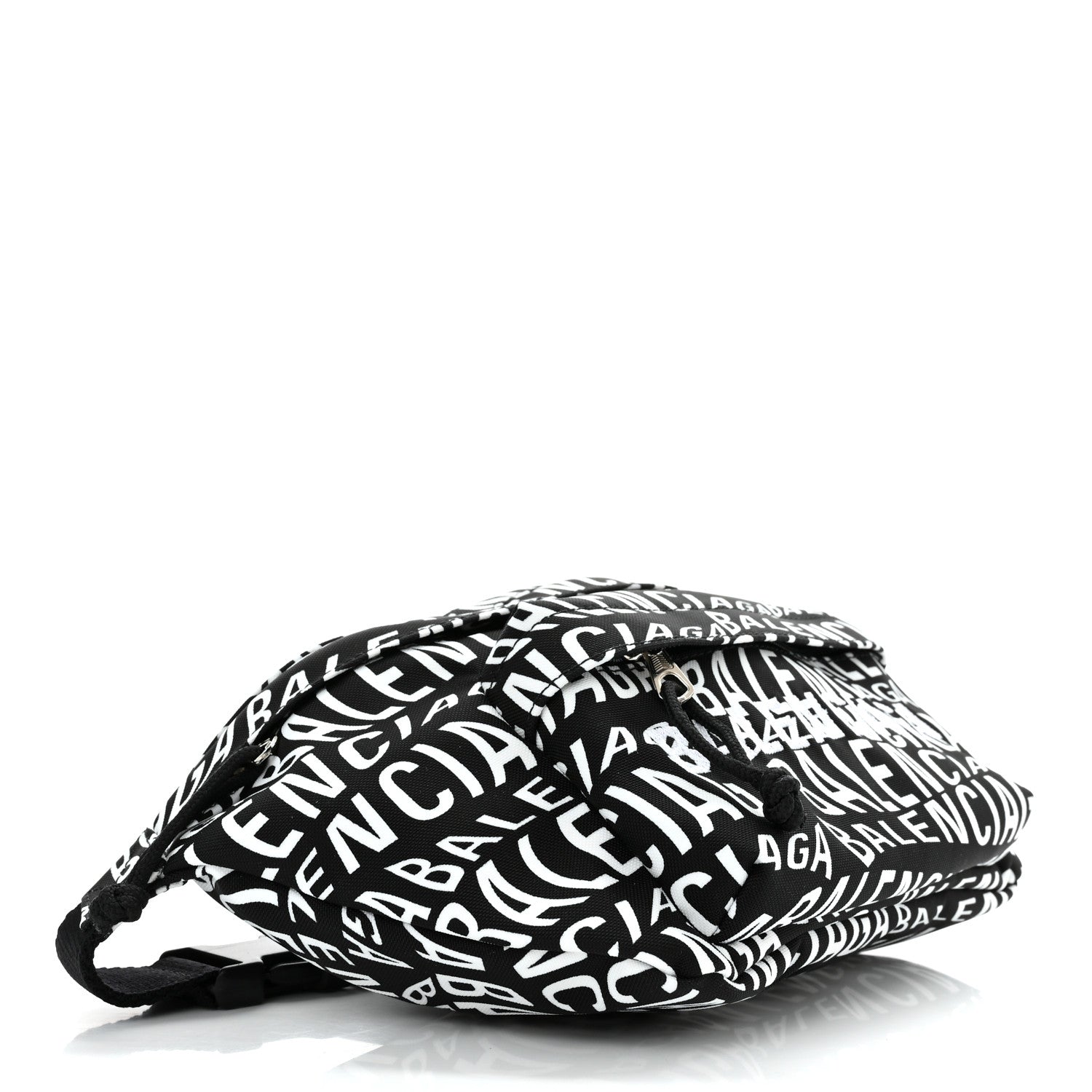 Balenciaga Nylon Wave Logo Print Wheel Beltpack Black White 4 of 10