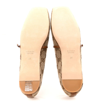 Gucci GG Monogram Horsebit Bow Ballet Flats 39 Beige Ebony Sundial 6 of 10