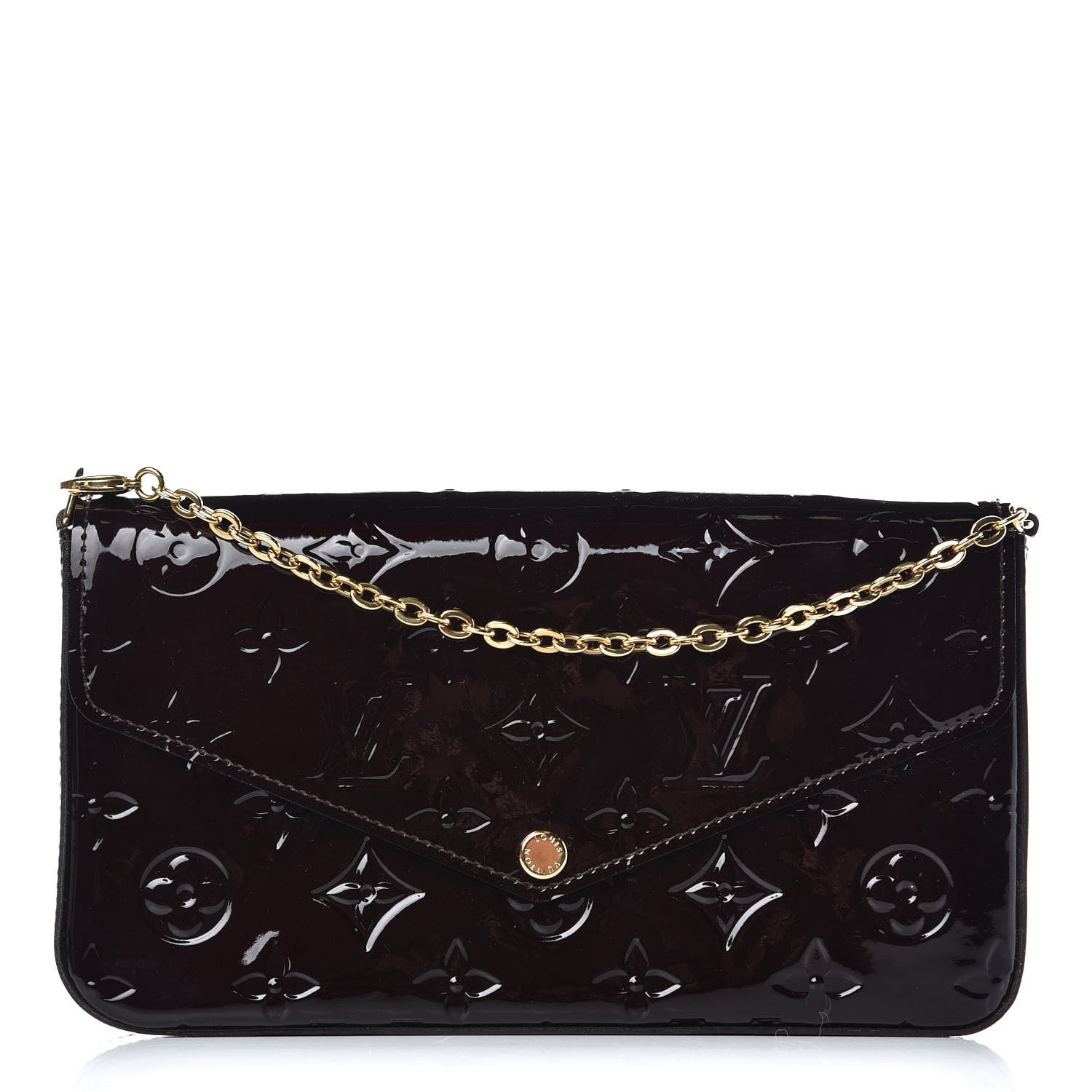 Louis Vuitton Vernis Pochette Felicie Chain Wallet Amarante 1 of 9
