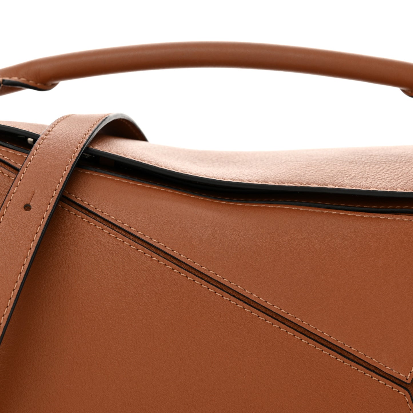 Grained Calfskin Small Puzzle Bag Tan