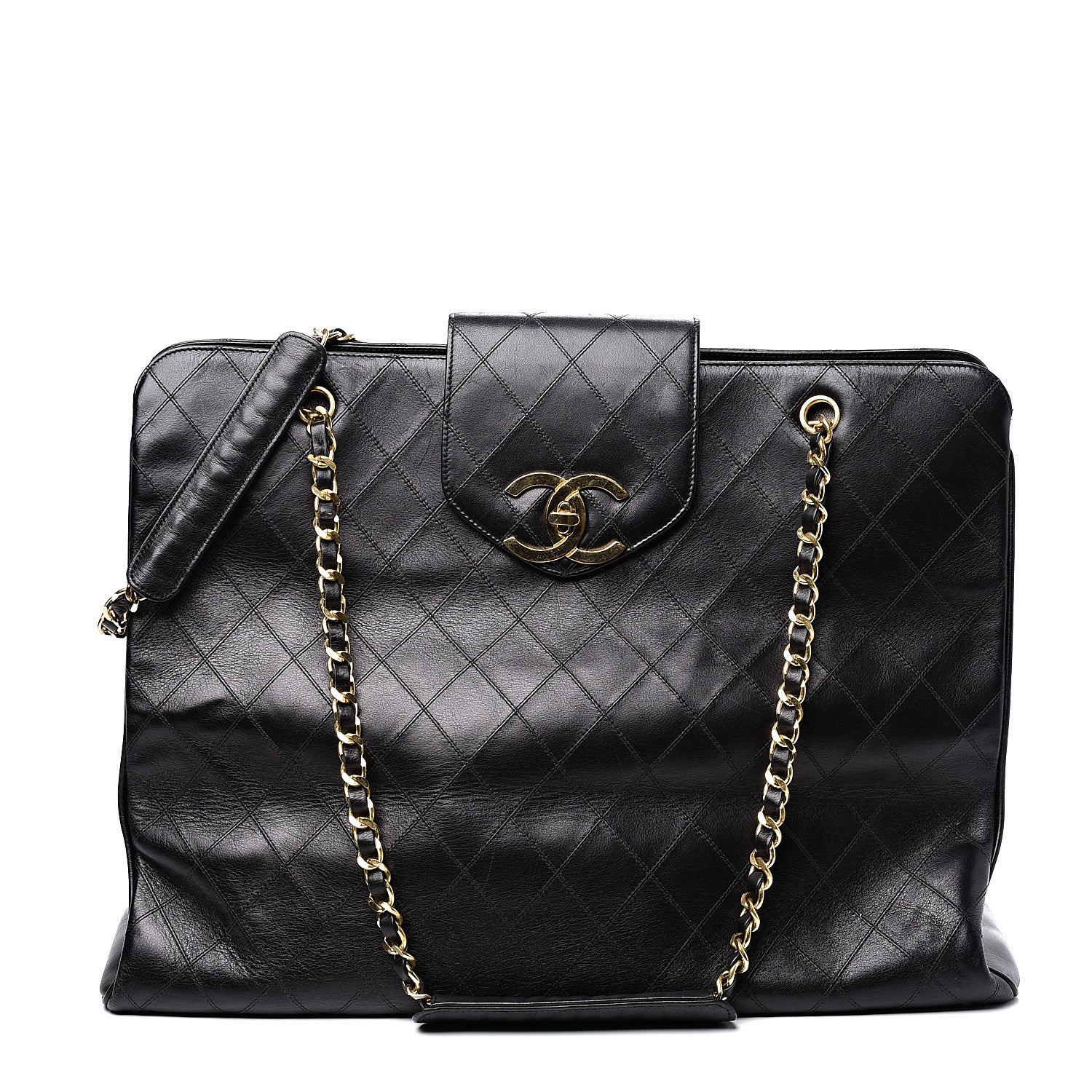 Chanel Calfskin Stitched XL Weekender Black 1 of 14