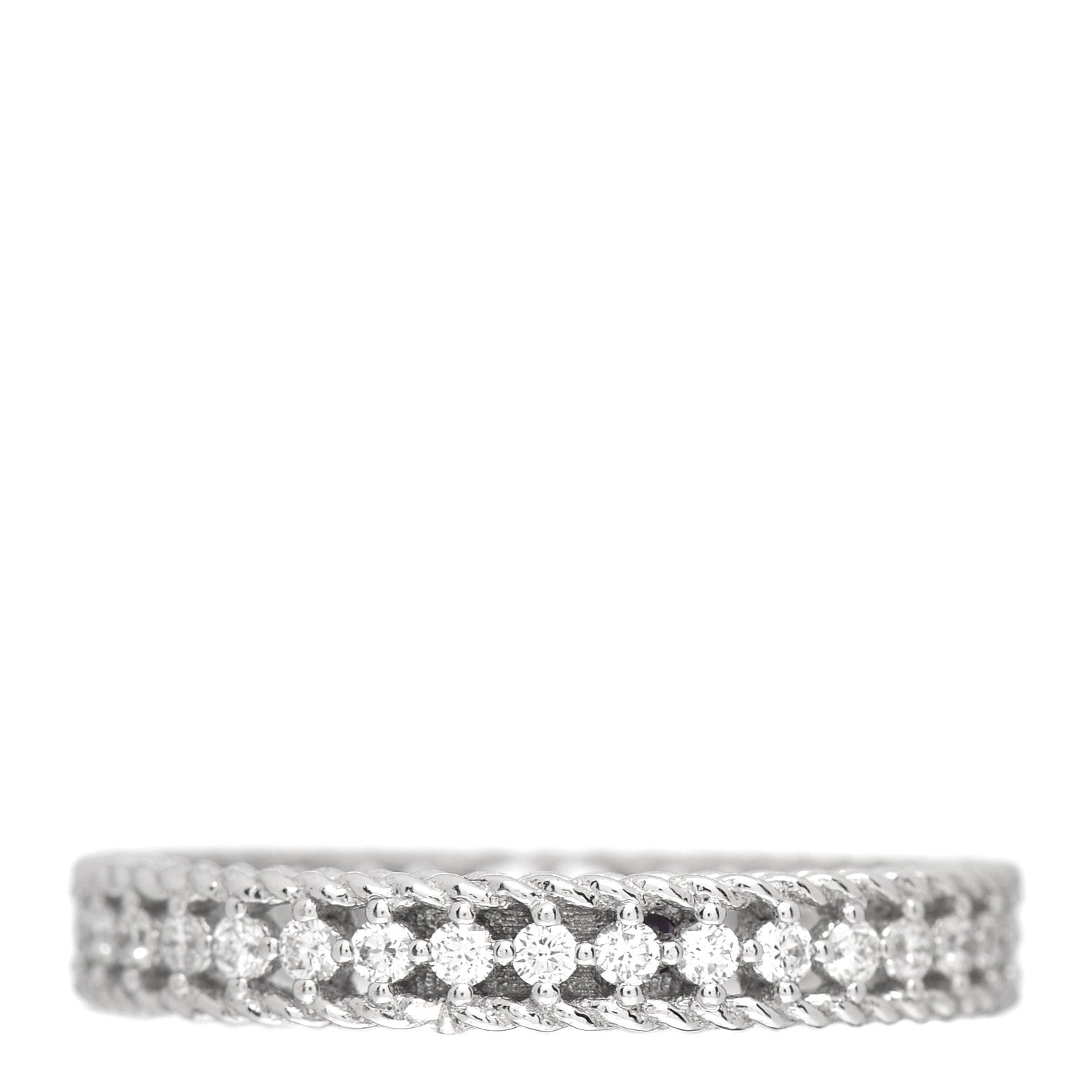 Roberto Coin 18K White Gold Diamond Symphony Princess Band Ring 53 6.5 3 of 4