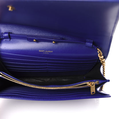Saint Laurent Patent Calfskin Monogram Kate Wallet On Chain Royal Blue 5 of 10