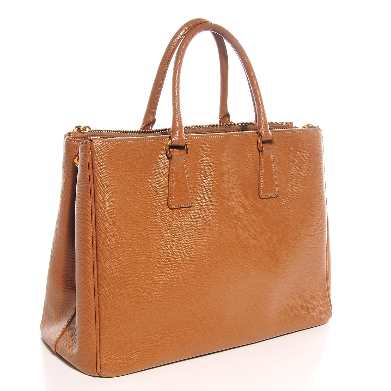 Prada Saffiano Lux Large Double Zip Tote Caramel 3 of 11