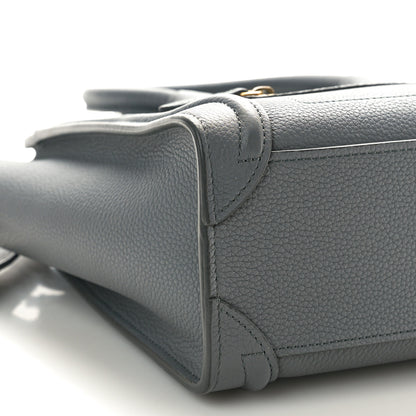 Celine Drummed Calfskin Nano Luggage Kohl 9 of 10