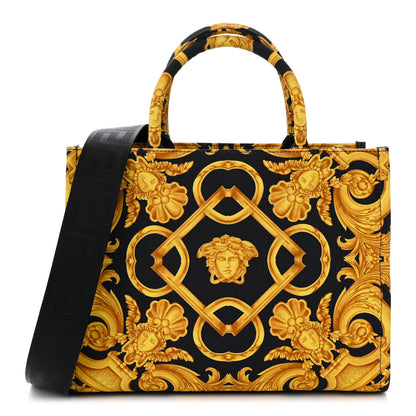 Versace Canvas Baroque Print Medusa Small Tote Black 1 of 9