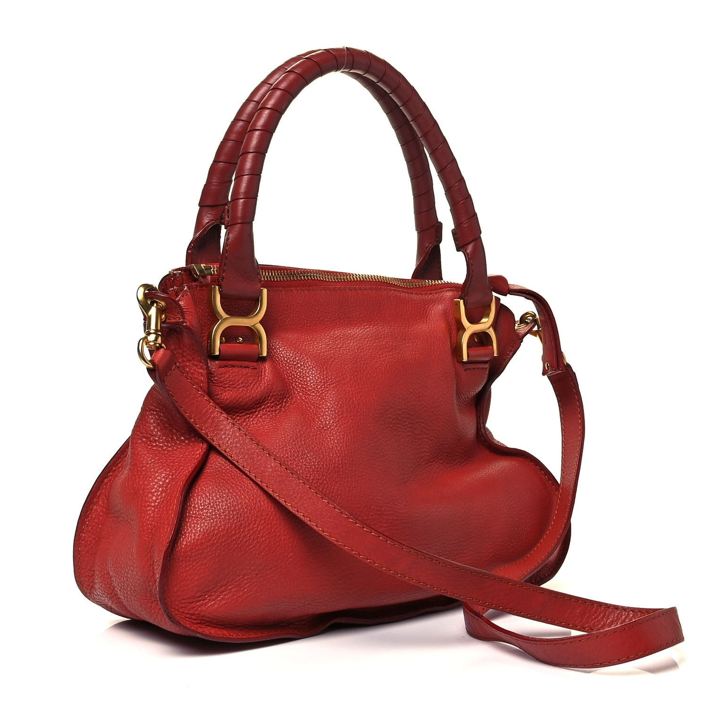 Calfskin Medium Marcie Satchel Peony Red
