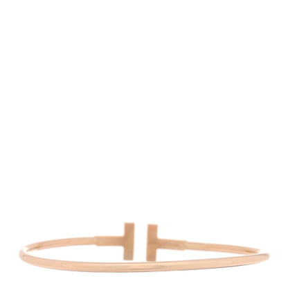 Tiffany 18K Rose Gold Diamond T Wire Bracelet 2 of 4