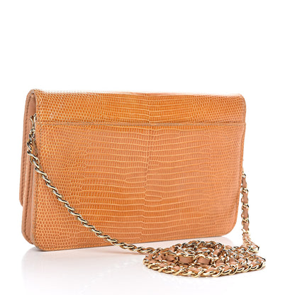 Chanel Lizard Golden Class Wallet on Chain WOC Orange 3 of 17