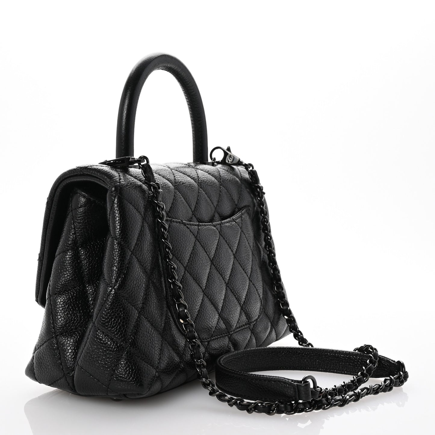 Caviar Quilted Mini Coco Handle Flap So Black