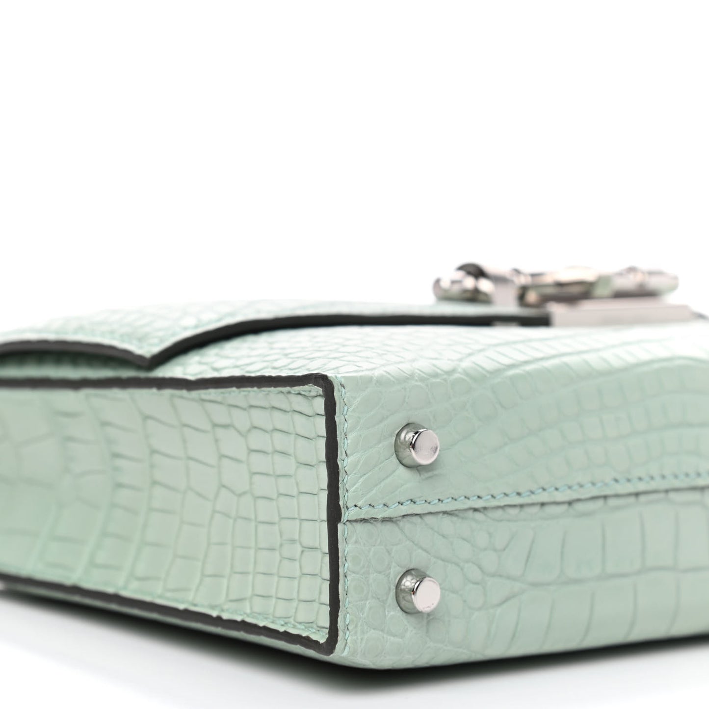 Matte Alligator Mini Verrou Chaine Bag Vert d’eau