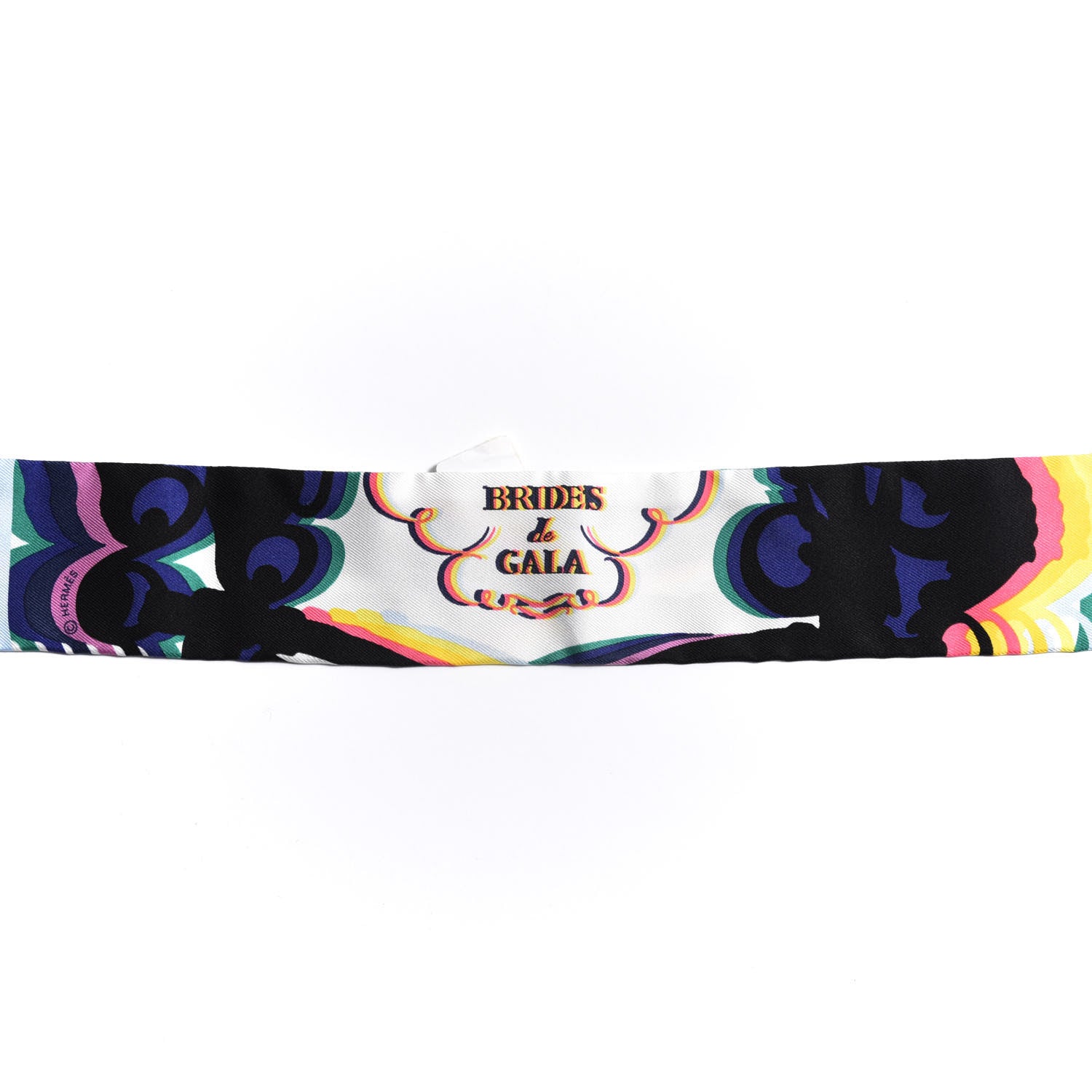 Hermes Silk Brides De Gala Shadow Twilly Black Jaune Multicolor 4 of 5
