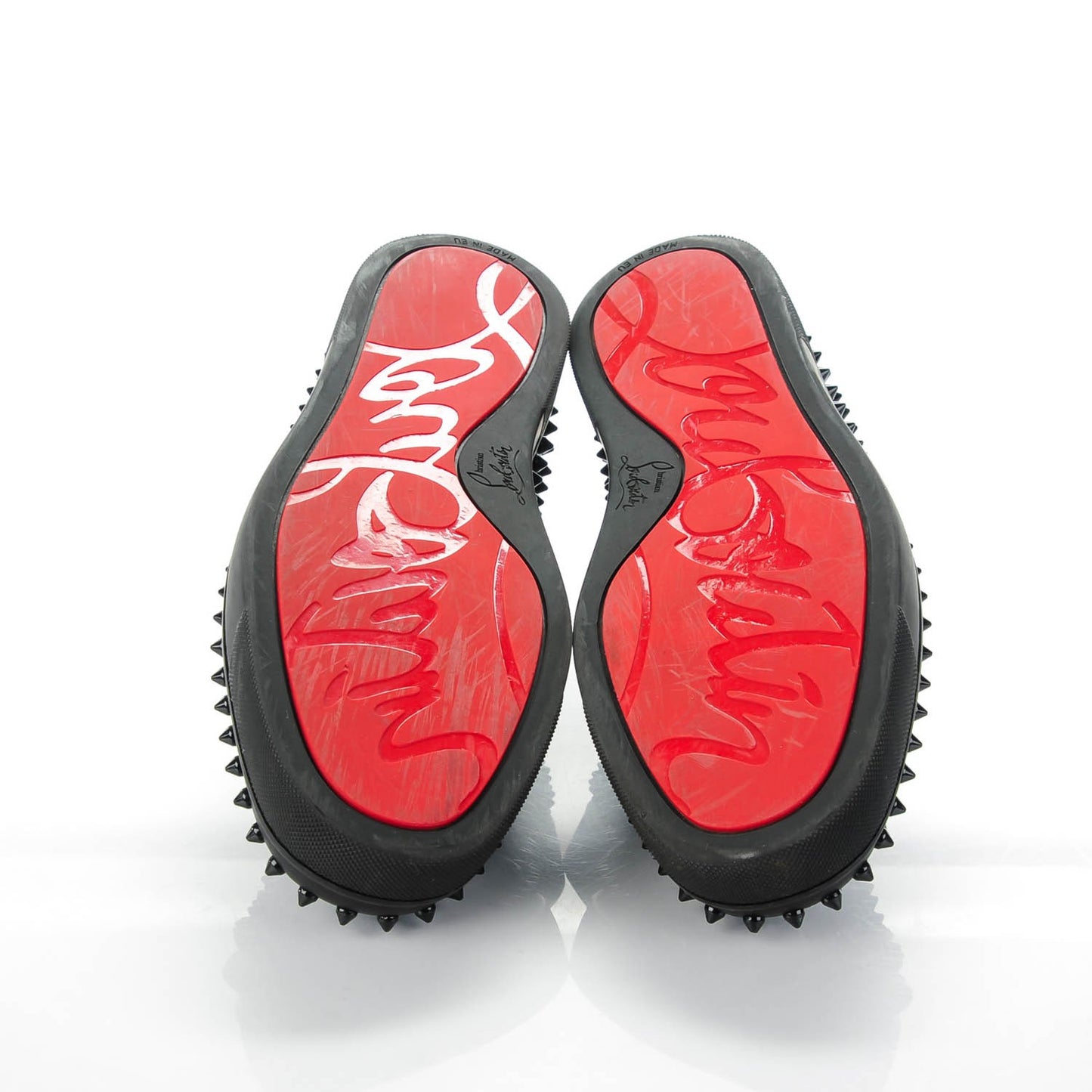Mens Calfskin Spikes Roller Boat Flat 44 Black