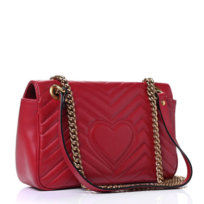 Gucci Calfskin Matelasse Small GG Marmont Shoulder Bag Hibiscus Red 2 of 4