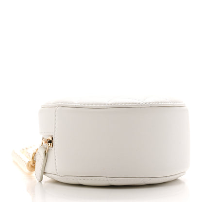 Chanel Calfskin Quilted Pearl Round Clutch With Chain White 4 of 11